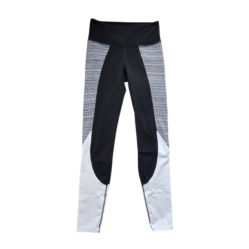 Athleta Black Gray White Colorblock Leggings